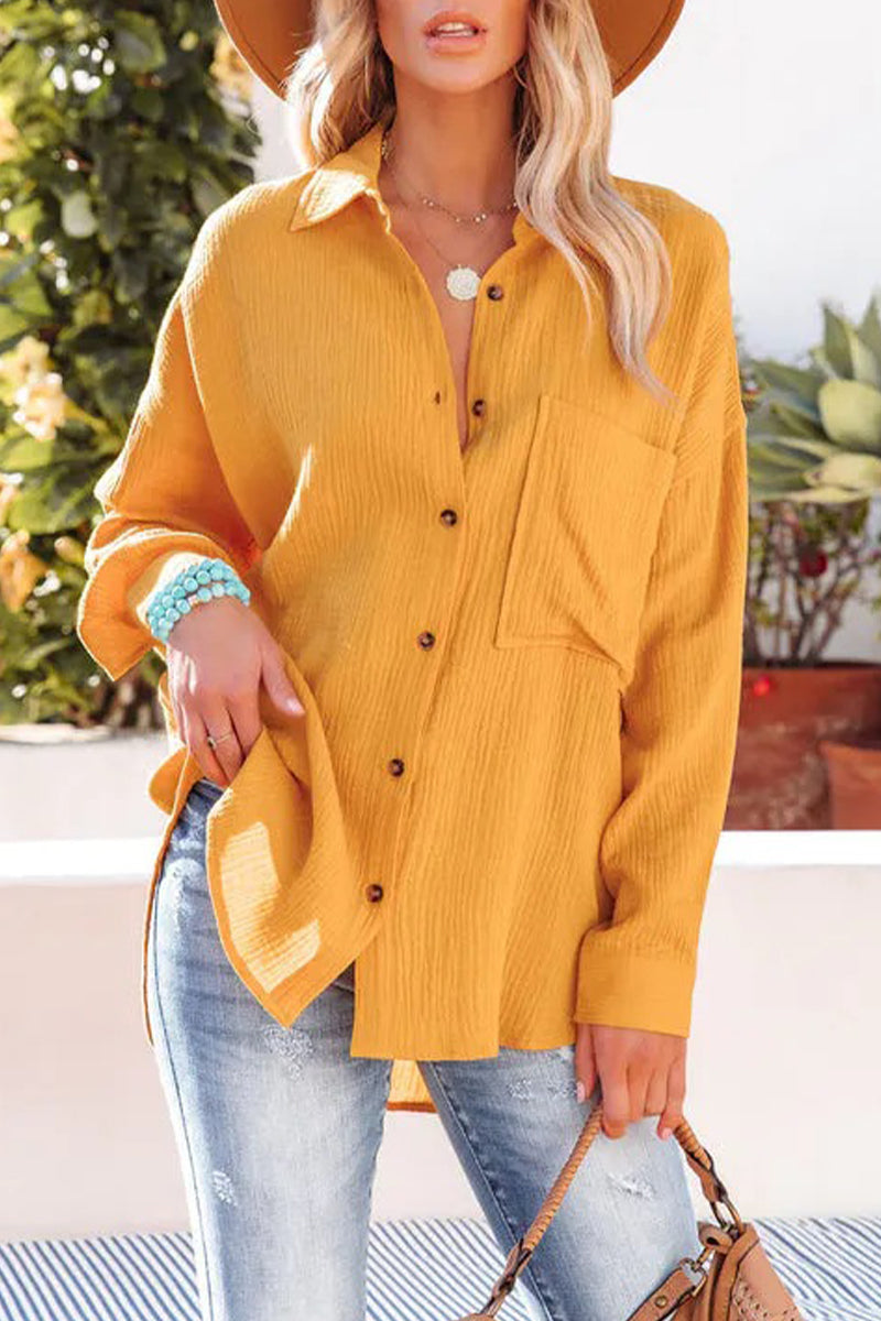 Casual Turndown Collar Top
