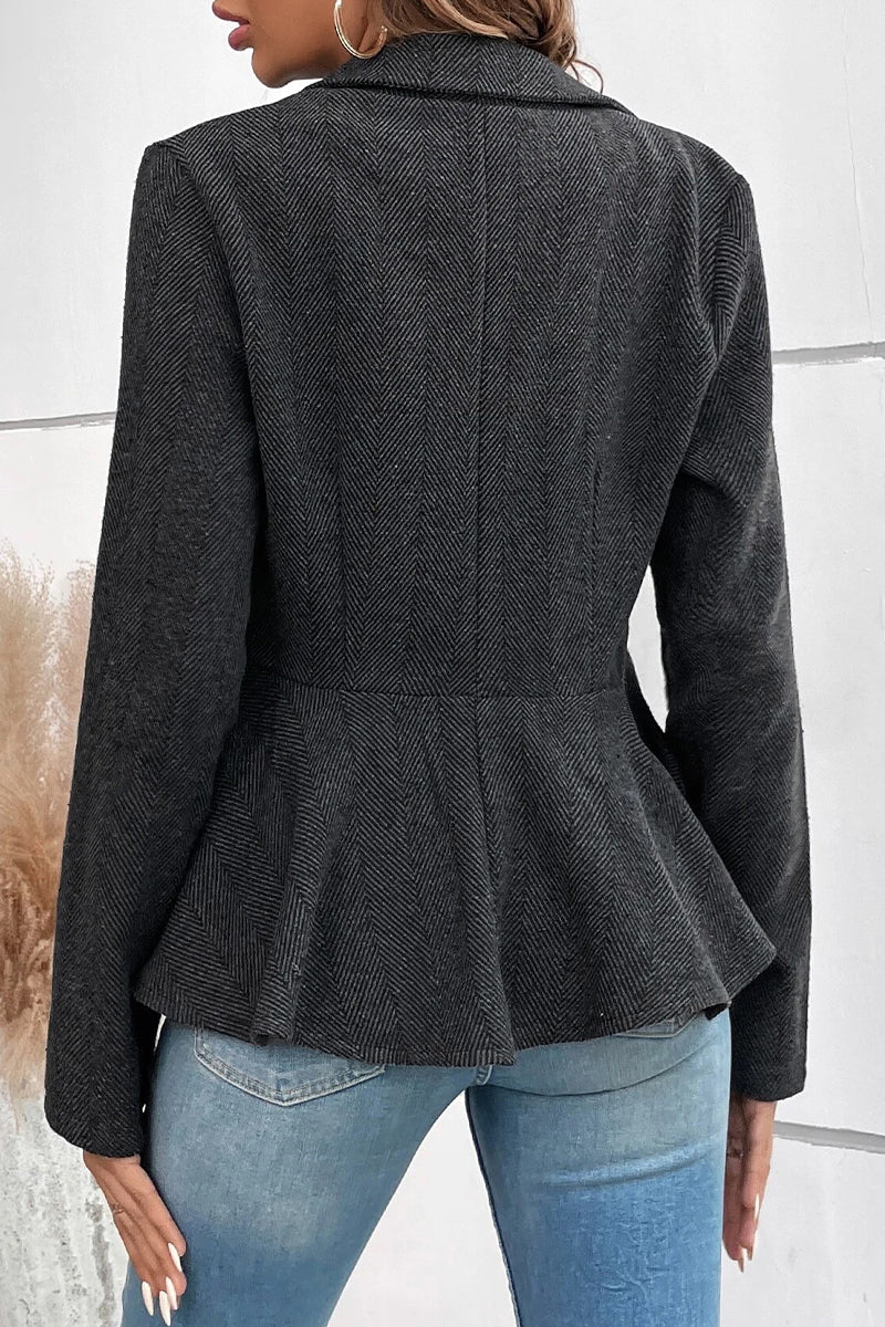 Women's stringy selvedge turndown collar blazer