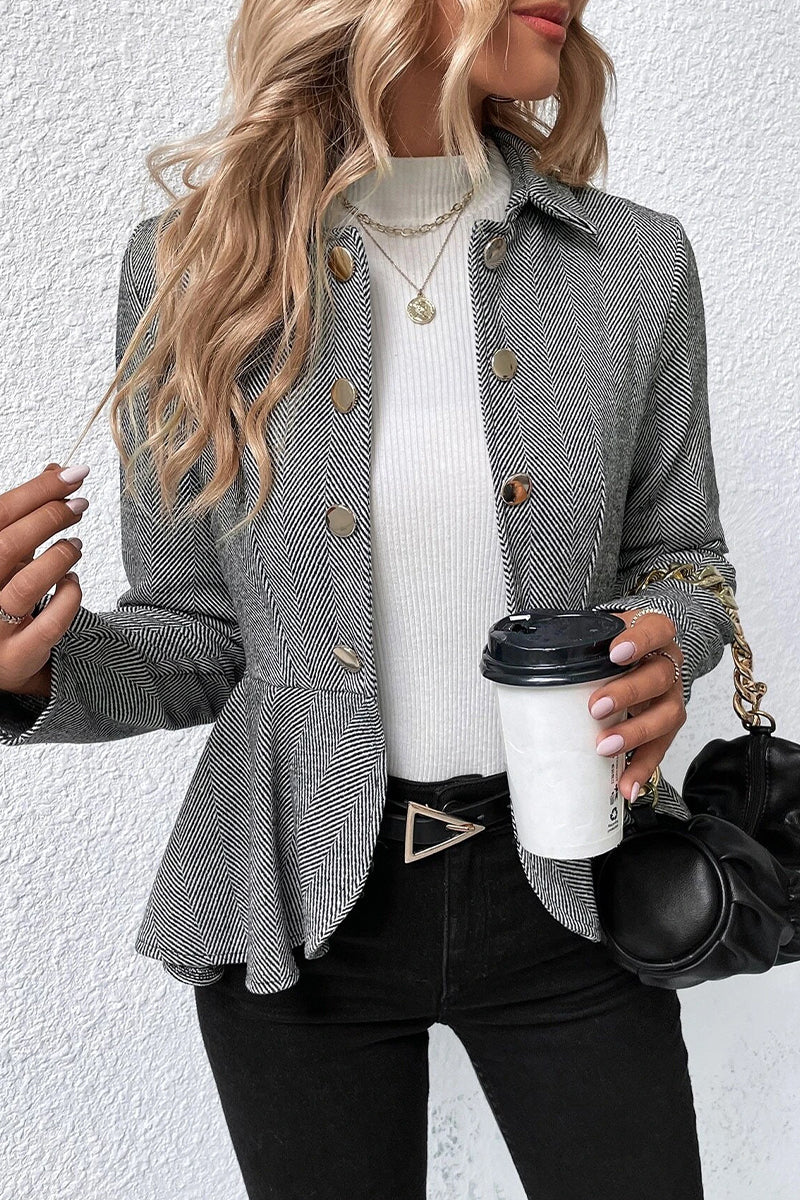 Women's stringy selvedge turndown collar blazer
