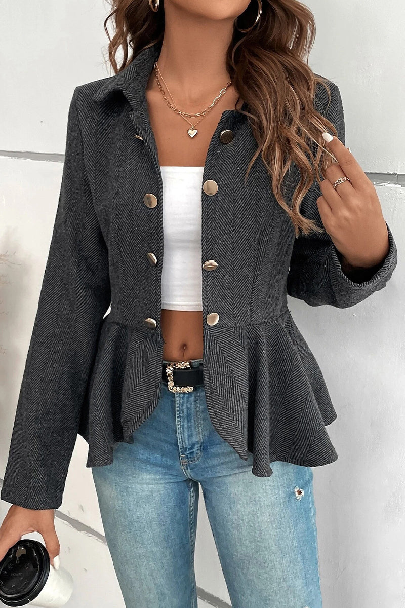 Women's stringy selvedge turndown collar blazer