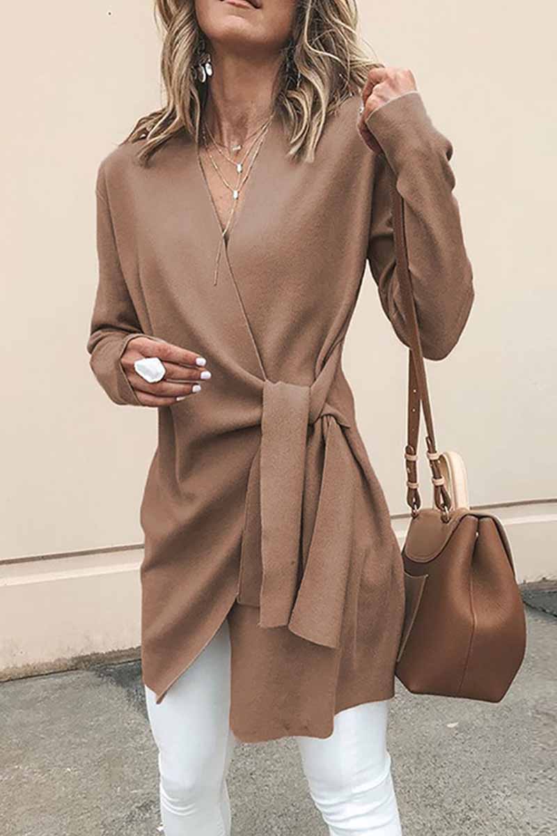 Jarra - fashion casual patchwork V-neck outerwear