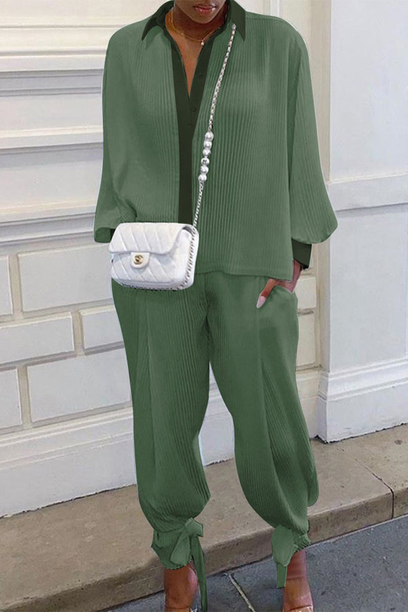 Women's long lantern sleeve top and pants set