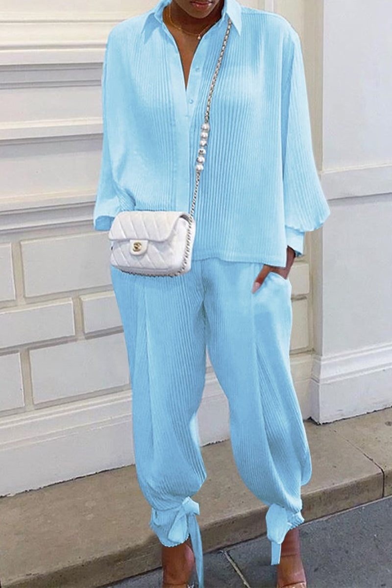 Women's long lantern sleeve top and pants set