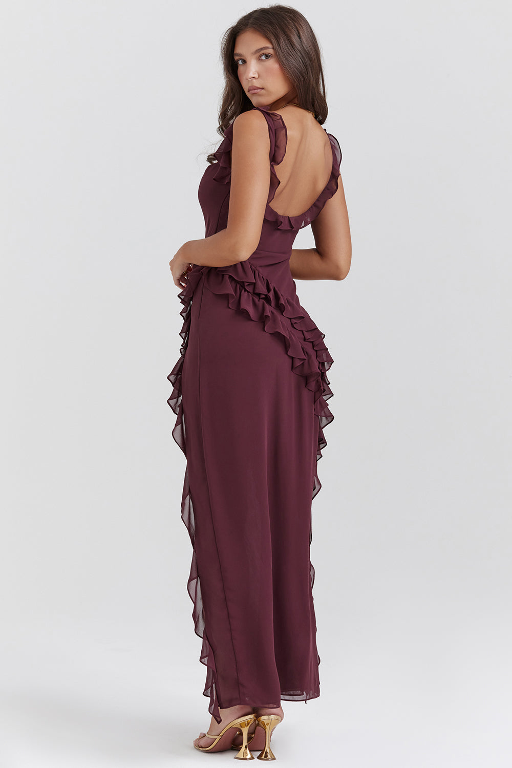 Ruffle Detail Elegant Fit Formal Dress