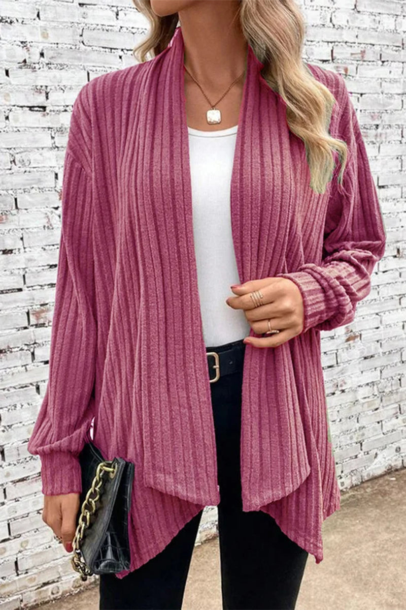 Women's ribbed open front cardigan sweater