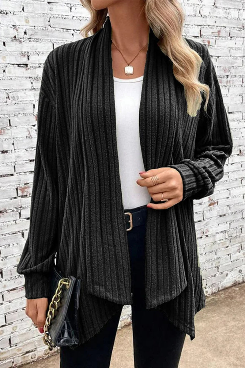 Women's ribbed open front cardigan sweater
