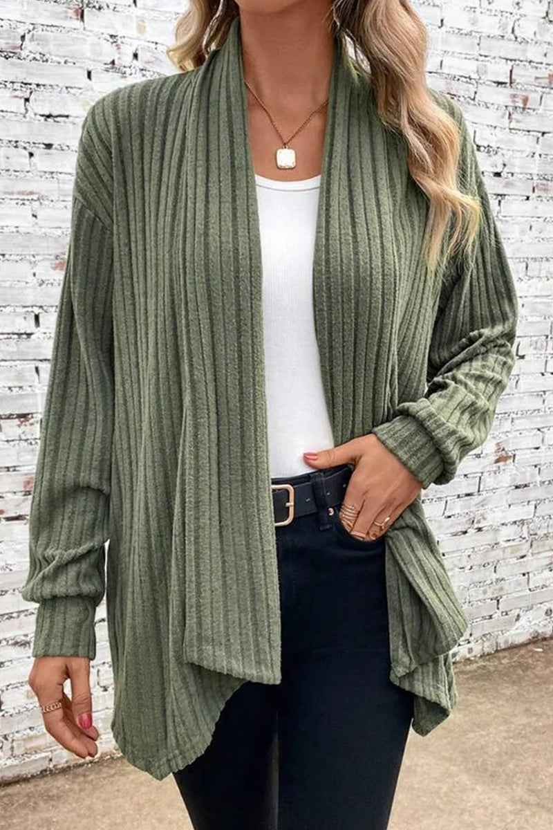 Women's ribbed open front cardigan sweater