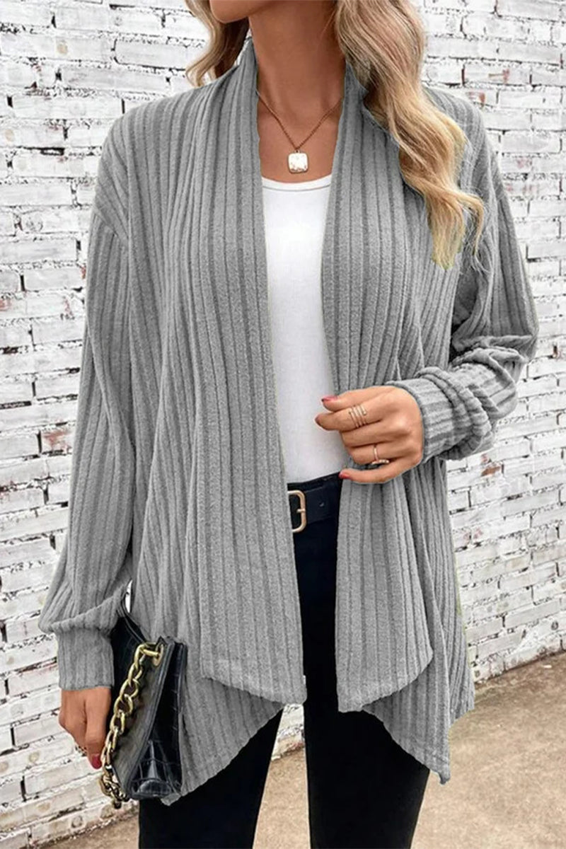 Women's ribbed open front cardigan sweater