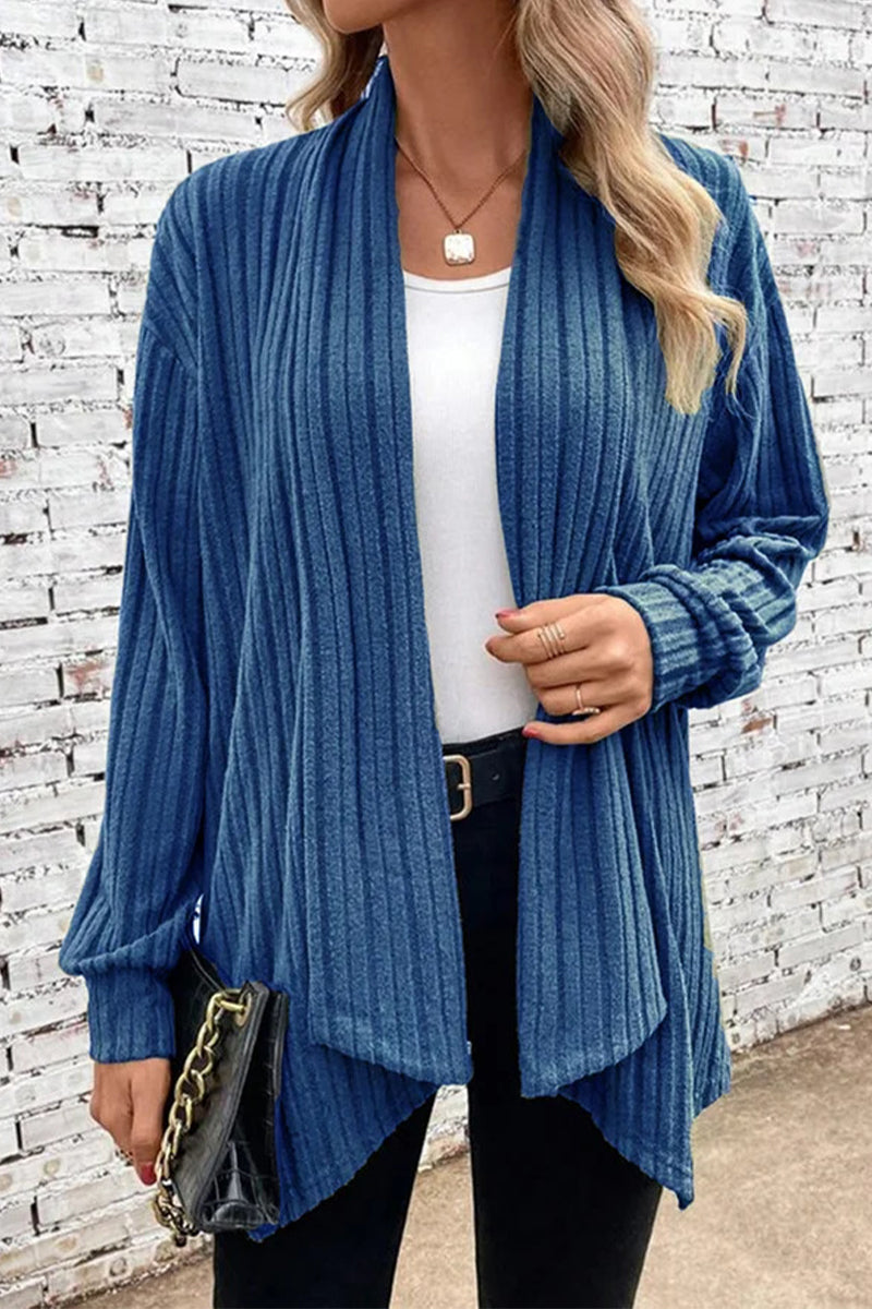 Women's ribbed open front cardigan sweater