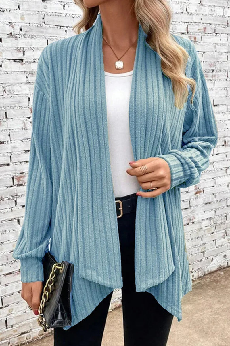 Women's ribbed open front cardigan sweater