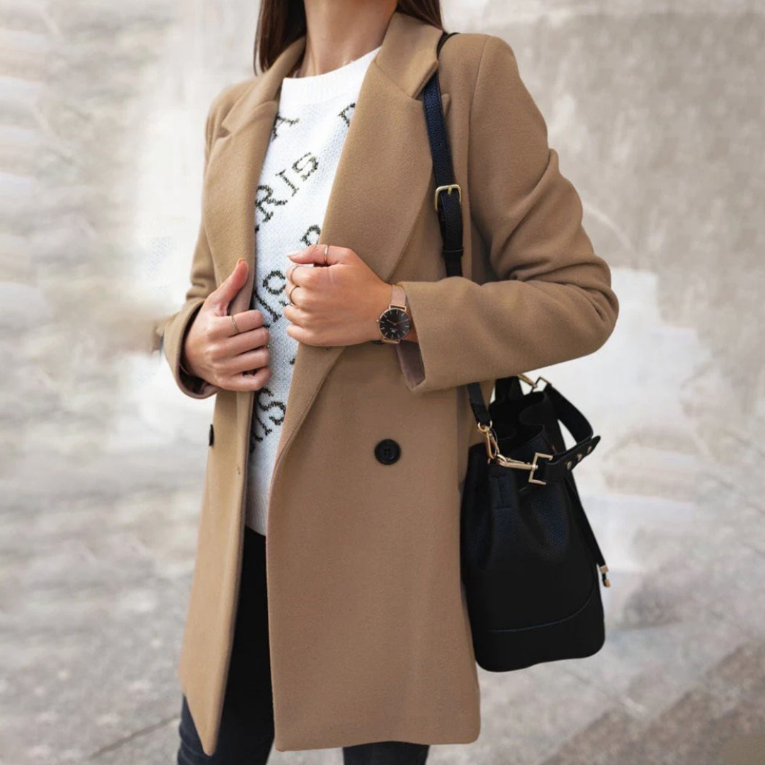 Elegant women's lapel one-button midi blazer