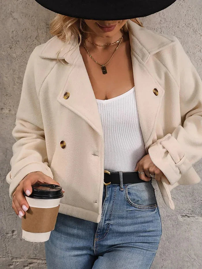 Women's polar fleece lapel short jacket