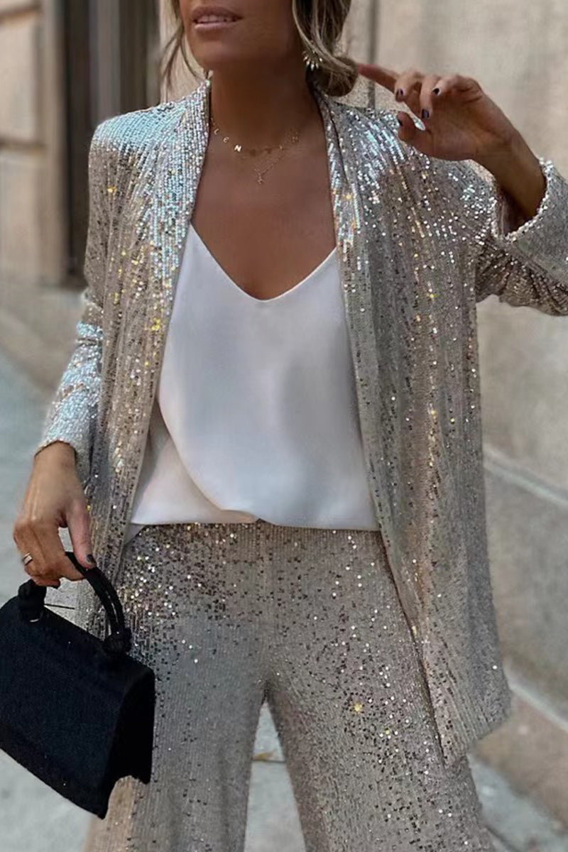 Women’s Tailored Blazer – Sequin Fabric – Structured Fit – Evening Formal Wear