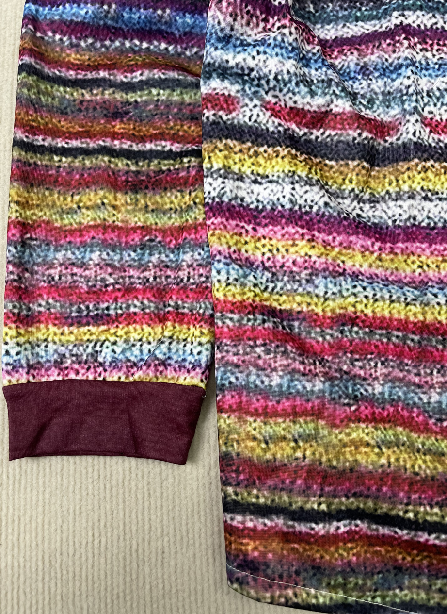 Women's rainbow stripe hooded cardigan