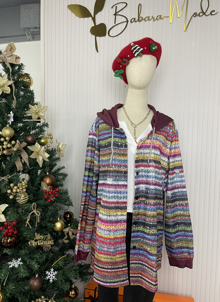 Rainbow Stripe Hooded Cardigan