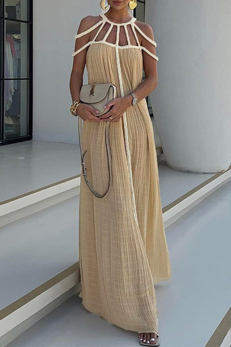 Eshe - off - shoulder cover up hanging neck rope slim dress