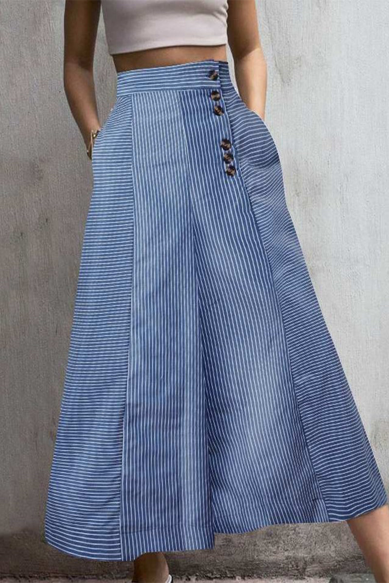 Sandra - casual striped high waist and wide leg pants