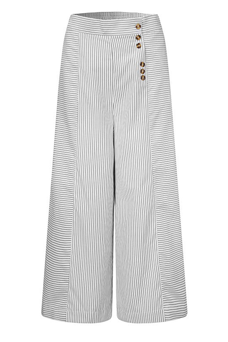 Sandra - casual striped high waist and wide leg pants