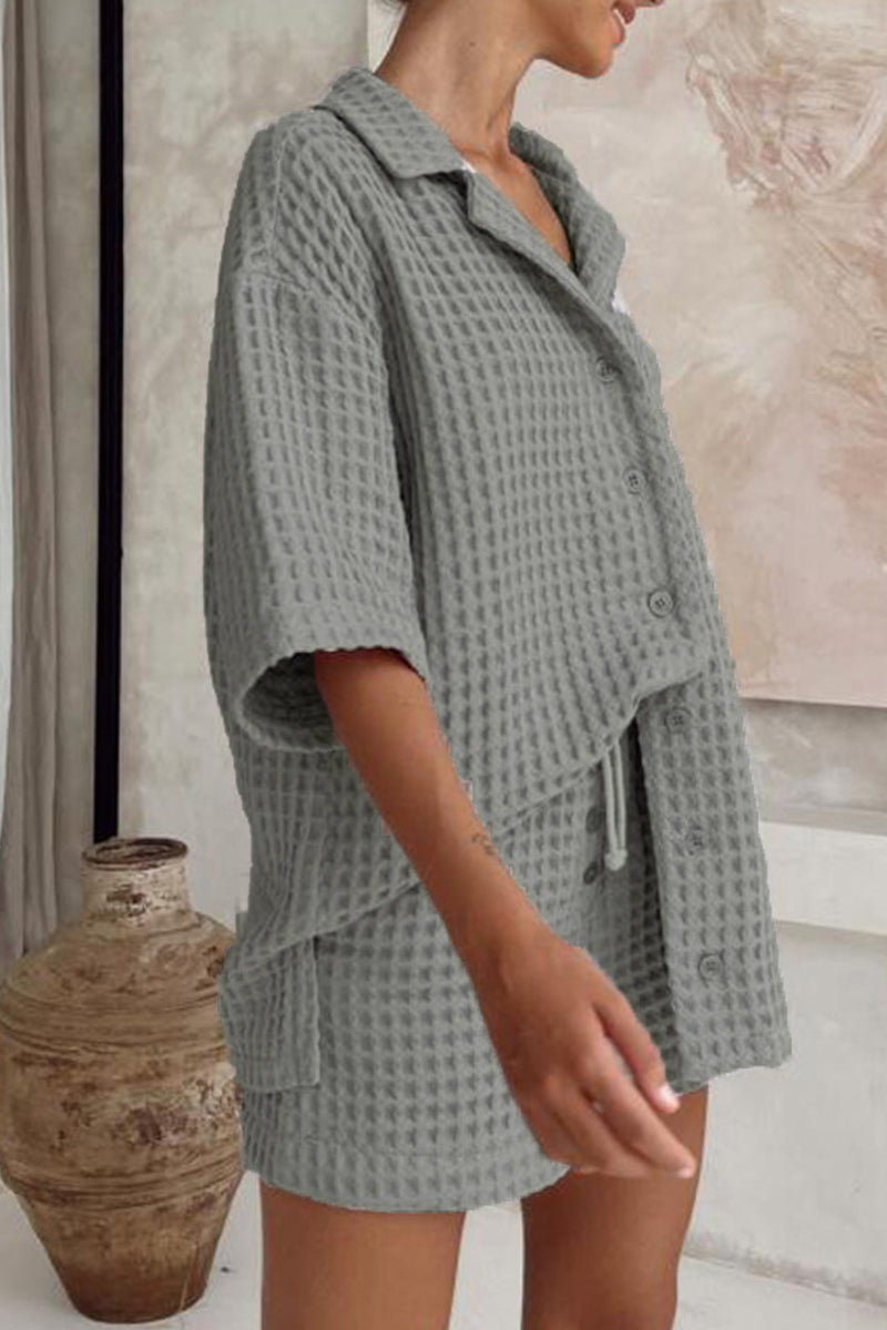 Kate - pocket turn-back collar short sleeve set
