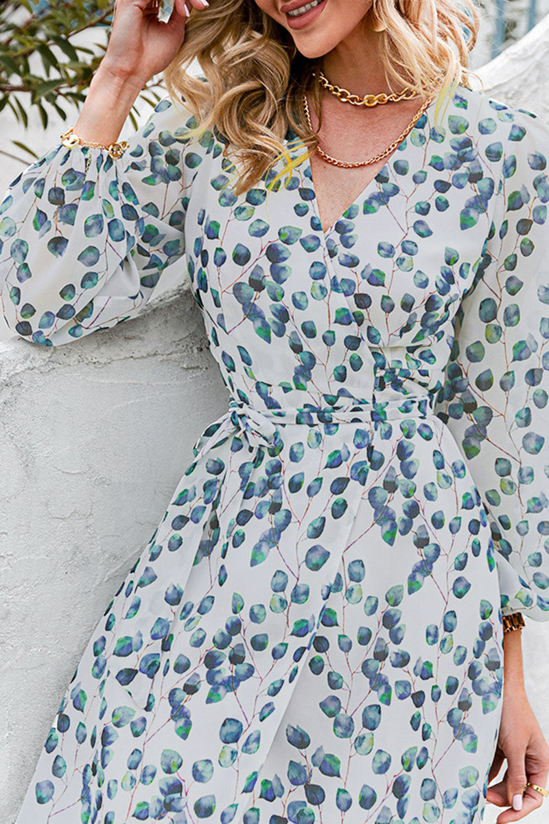 Floral Print Tie Waist Wrap Maxi Dress