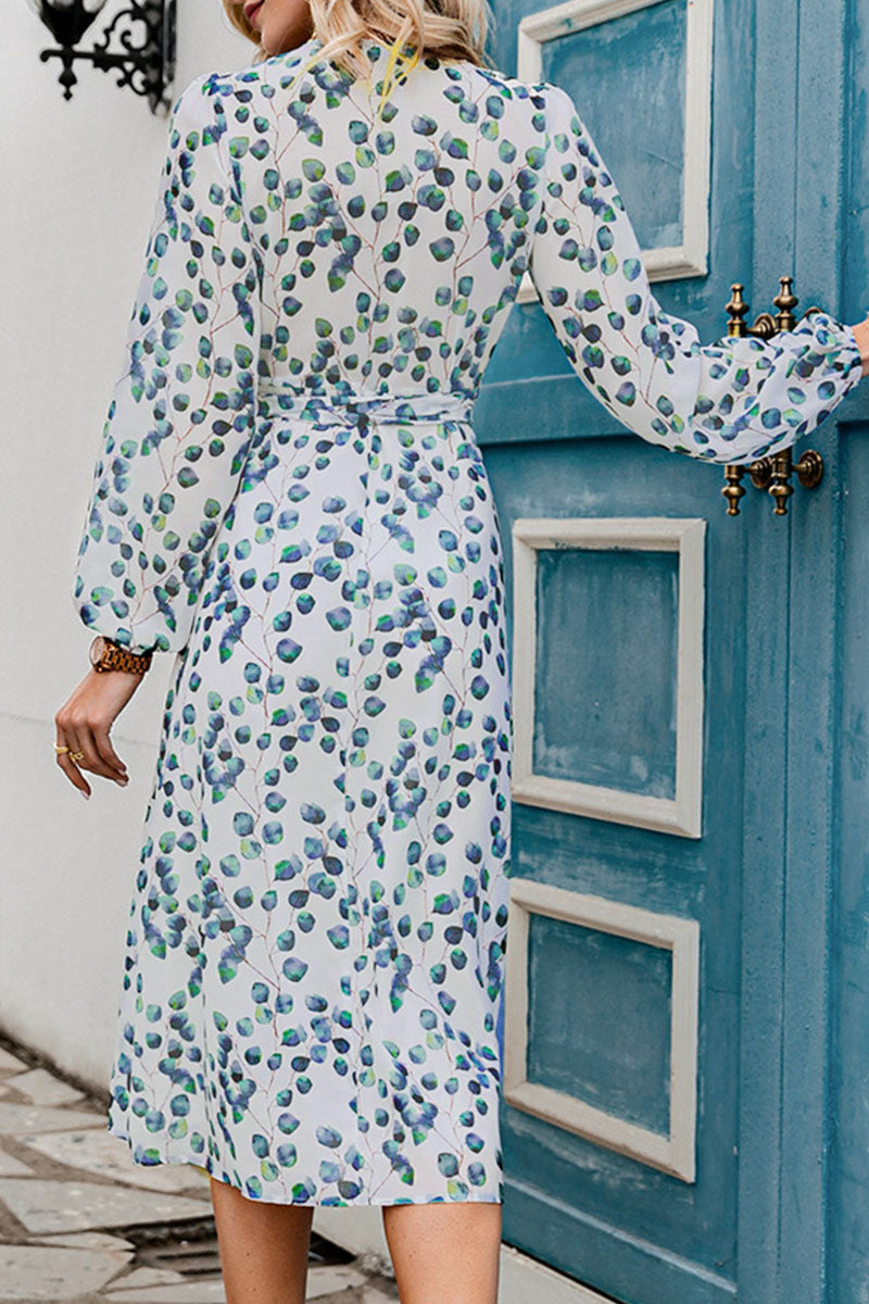 Floral Print Tie Waist Wrap Maxi Dress