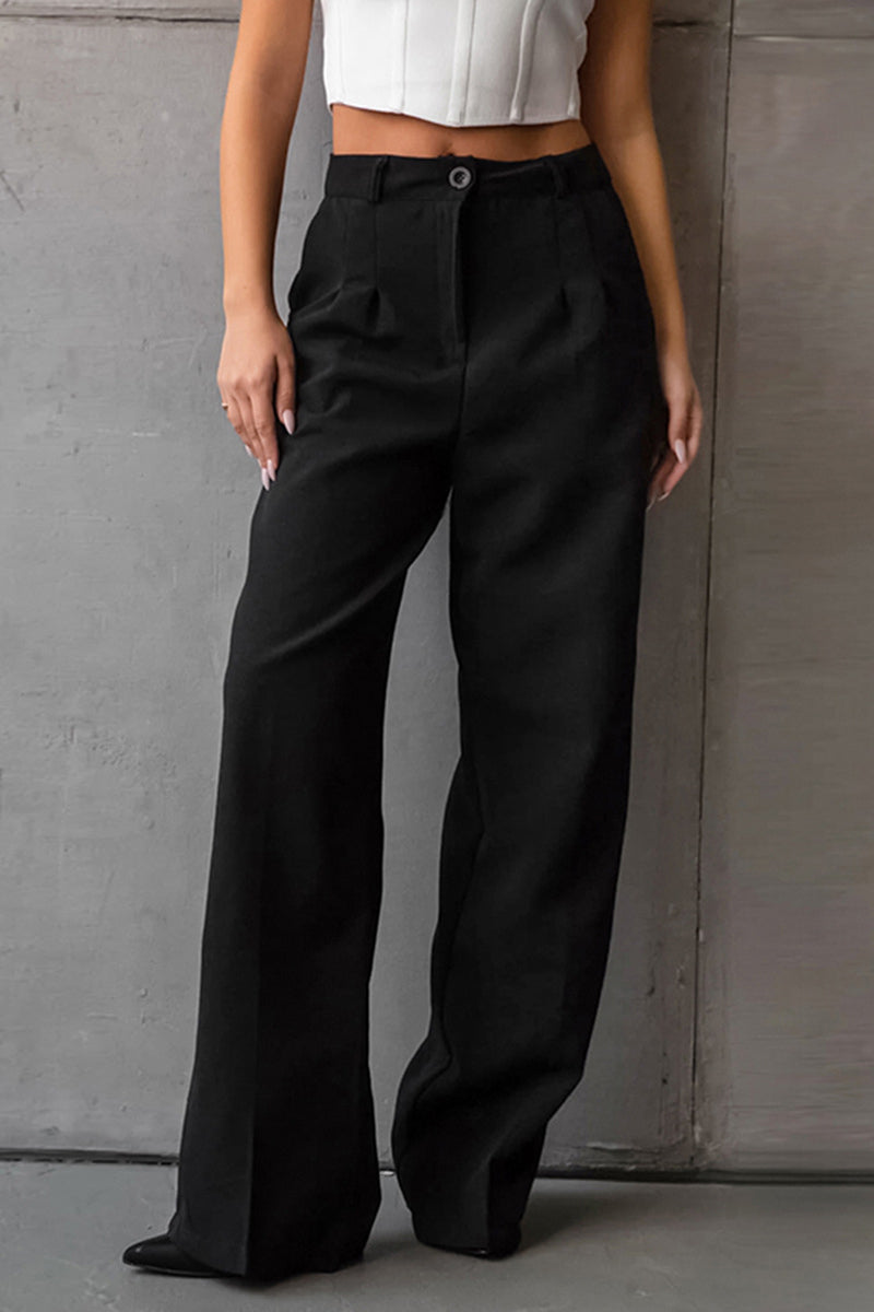 High-Waist Casual Loose Straight Pants