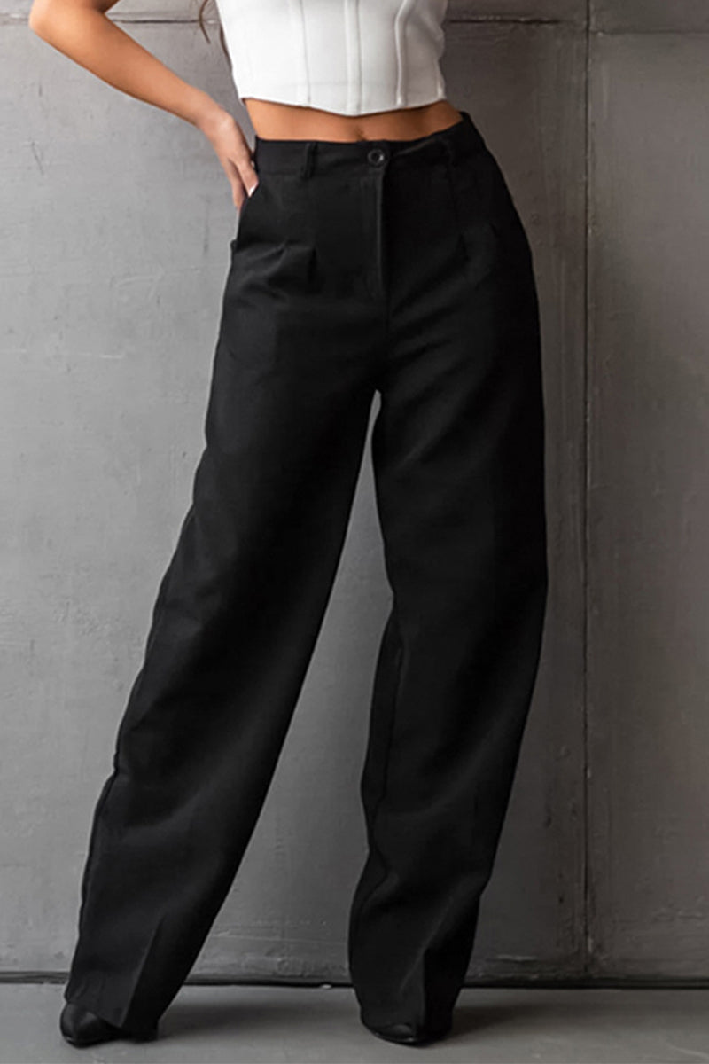 High-Waist Casual Loose Straight Pants