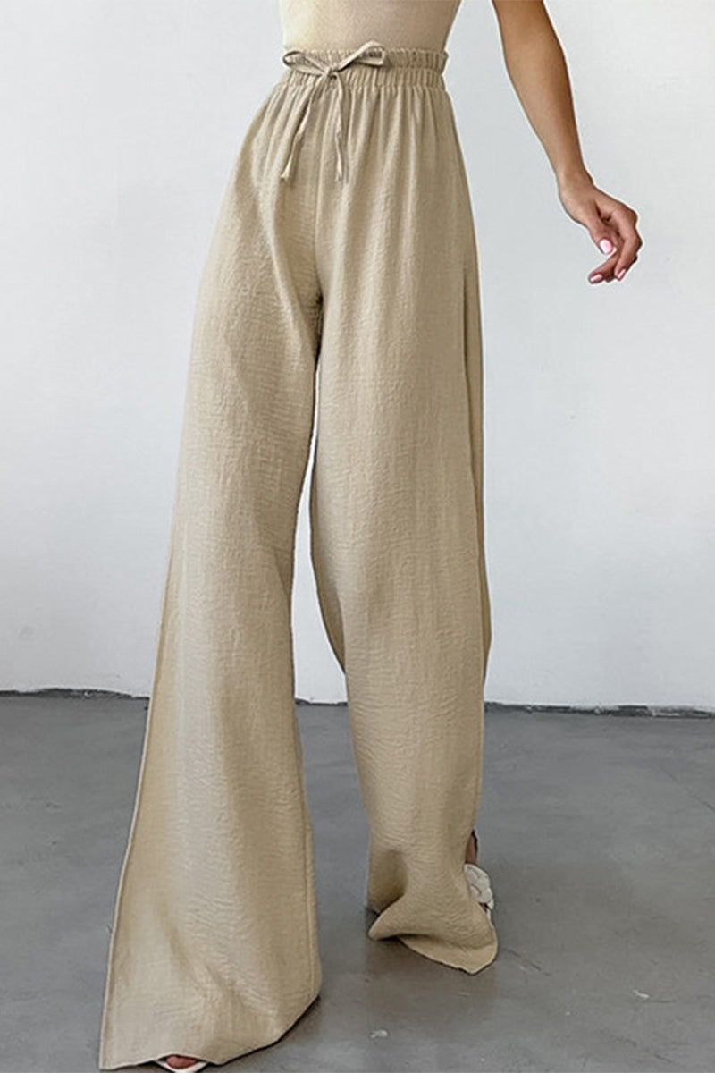 High-Waisted Lace Up Wide Leg Bottoms