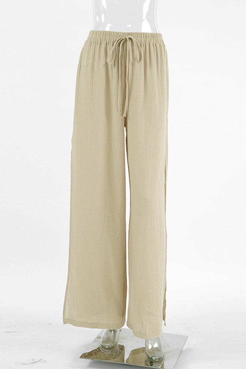 High-Waisted Lace Up Wide Leg Bottoms