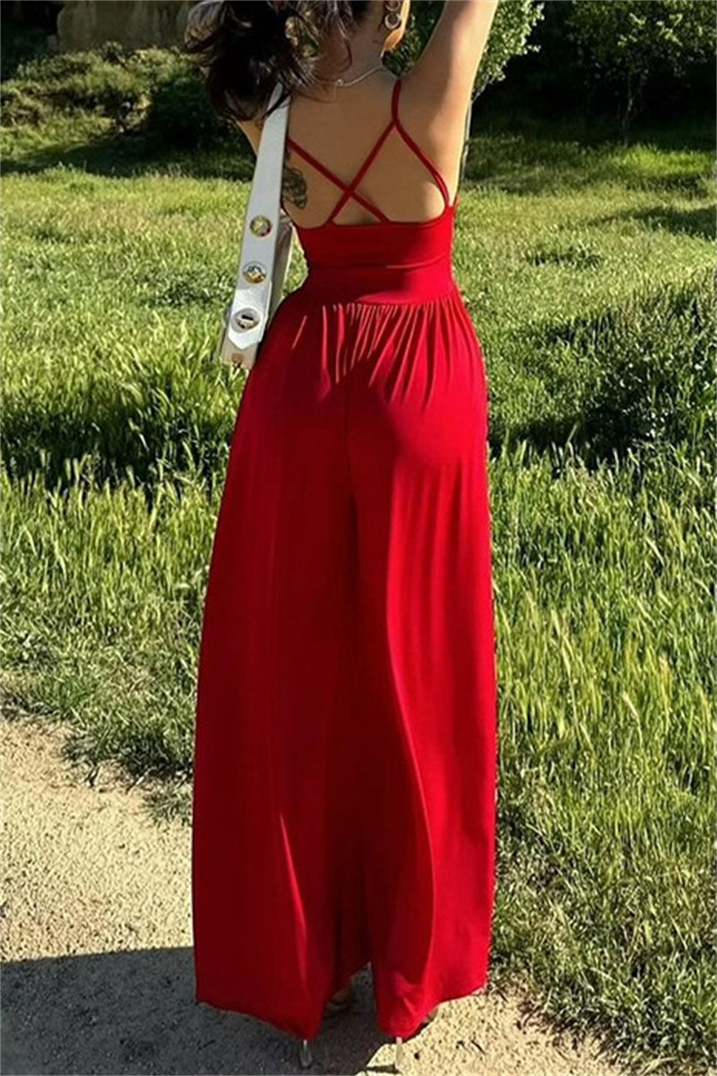 Women's Jumpsuit - Spaghetti Strap - Wide Leg - Elegant Flowy Fit