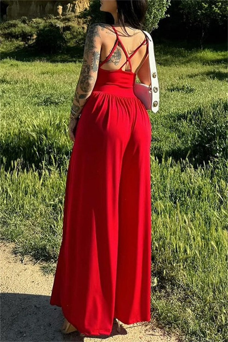 Women's Jumpsuit - Spaghetti Strap - Wide Leg - Elegant Flowy Fit