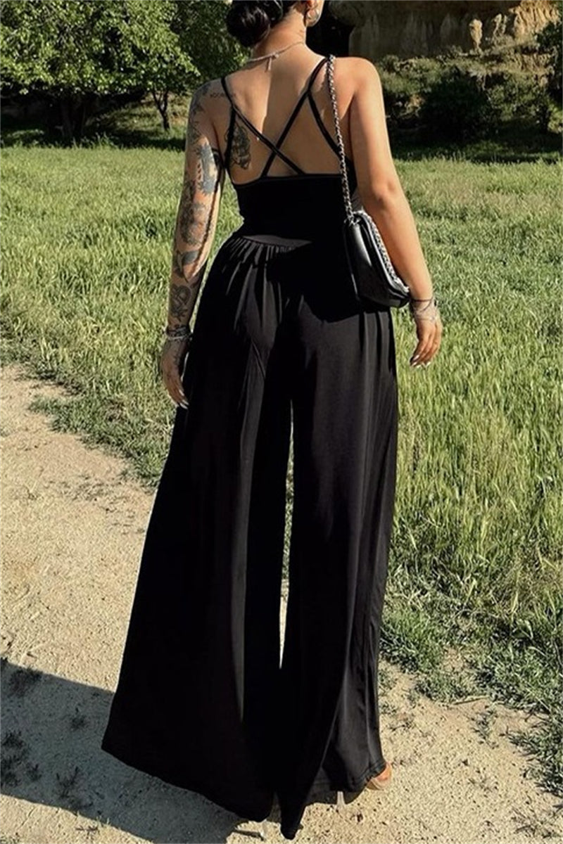 Women's Jumpsuit - Spaghetti Strap - Wide Leg - Elegant Flowy Fit