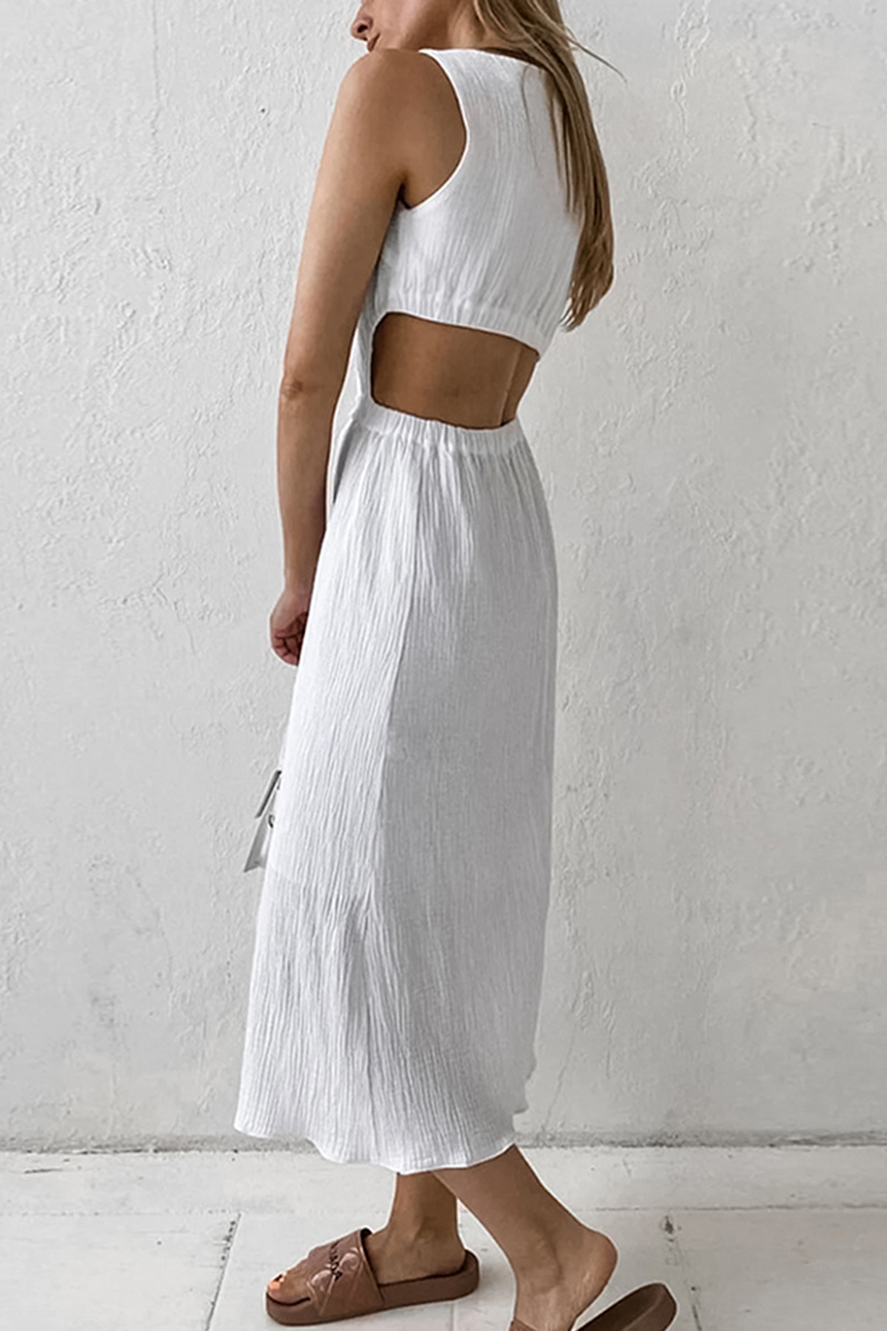 Textured Cutout Fitted Midi Dress