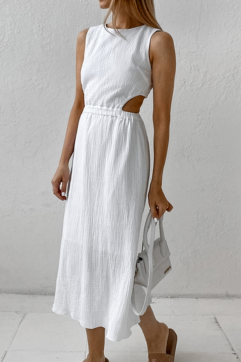 Textured Cutout Fitted Midi Dress