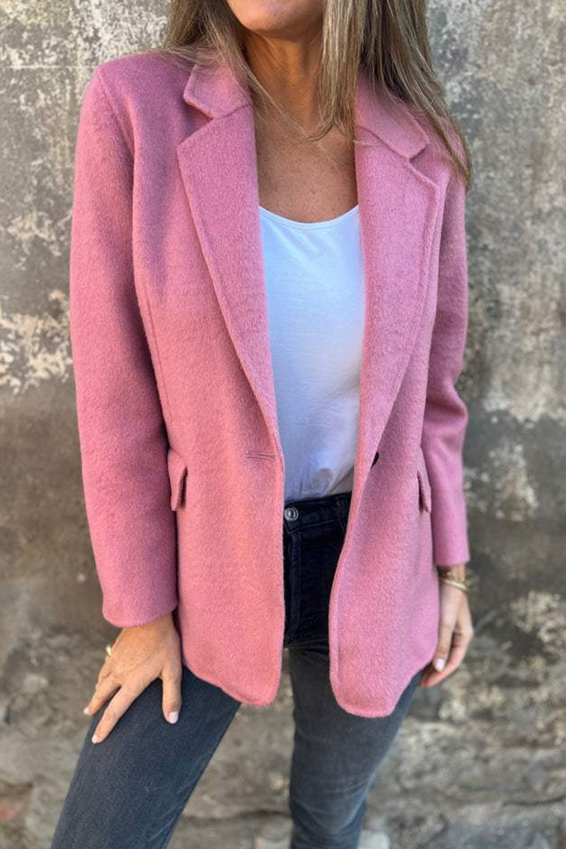 Women's autumn winter casual lapel button jacket