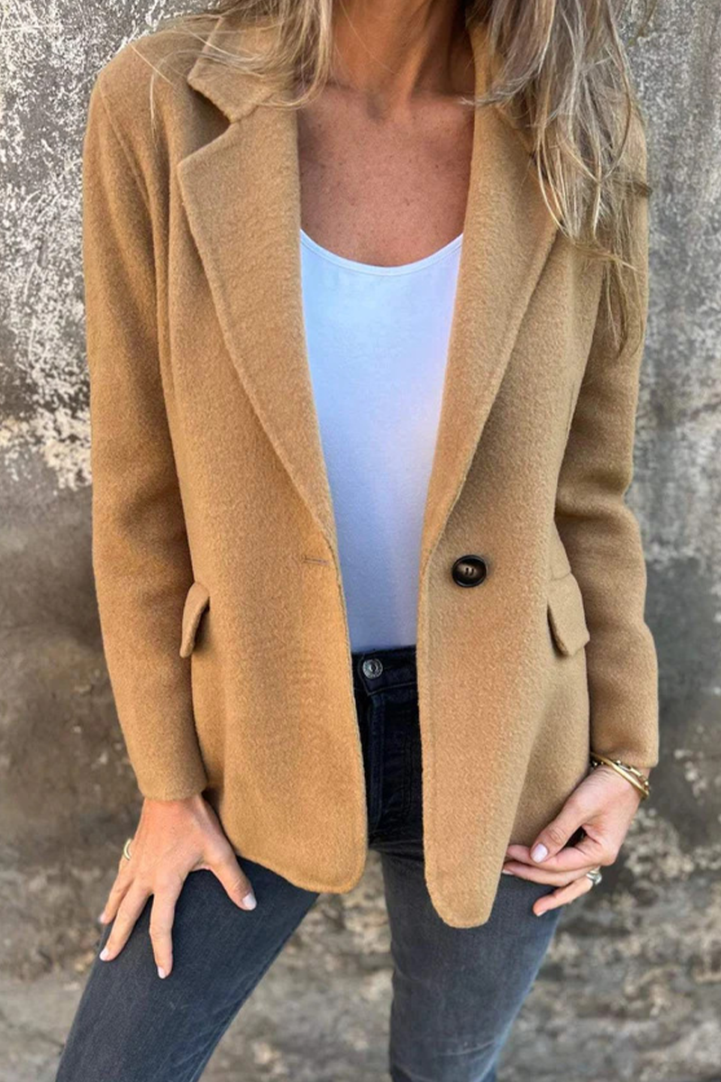 Women's autumn winter casual lapel button jacket