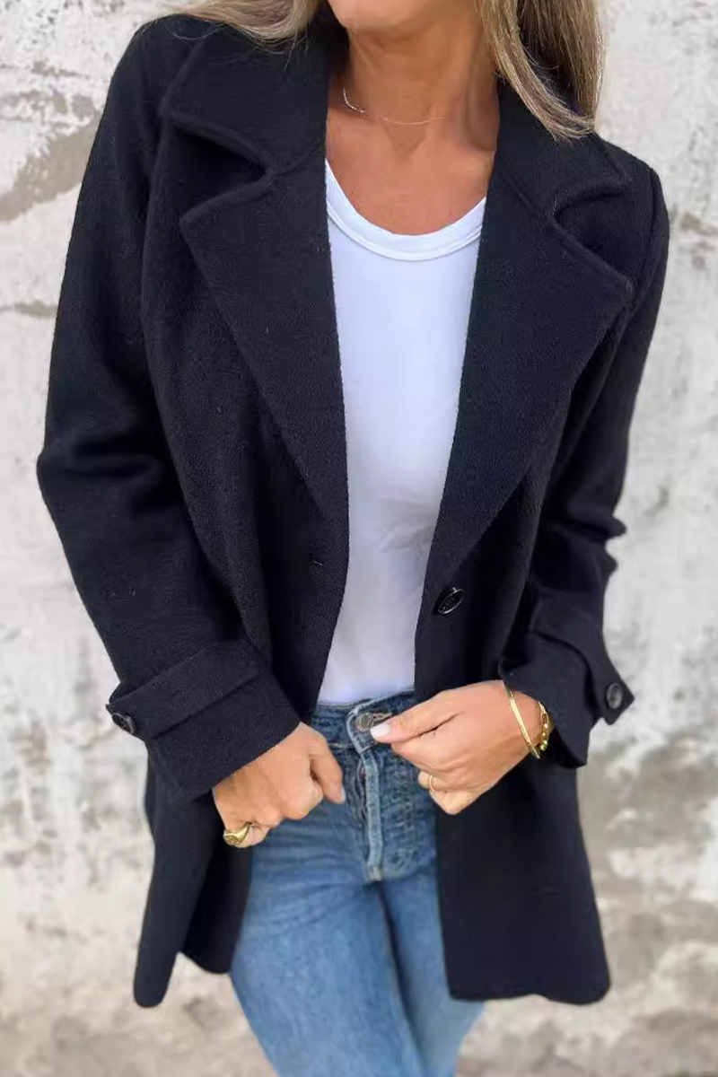 Women's autumn winter casual lapel button jacket