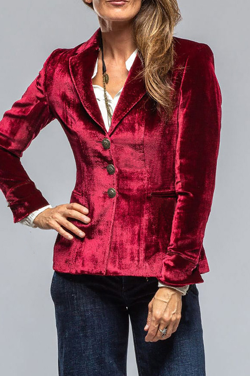 Women's retro lapel blazer with pockets