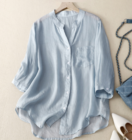 Comfortable Relaxed Fit Fiber Blend Blouse