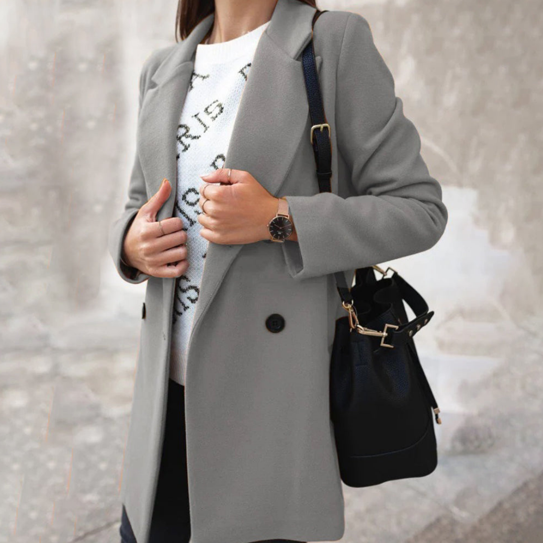 Elegant women's lapel one-button midi blazer