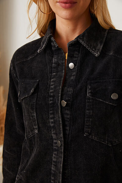 Vivienne - raw hem pocketed button up jacket