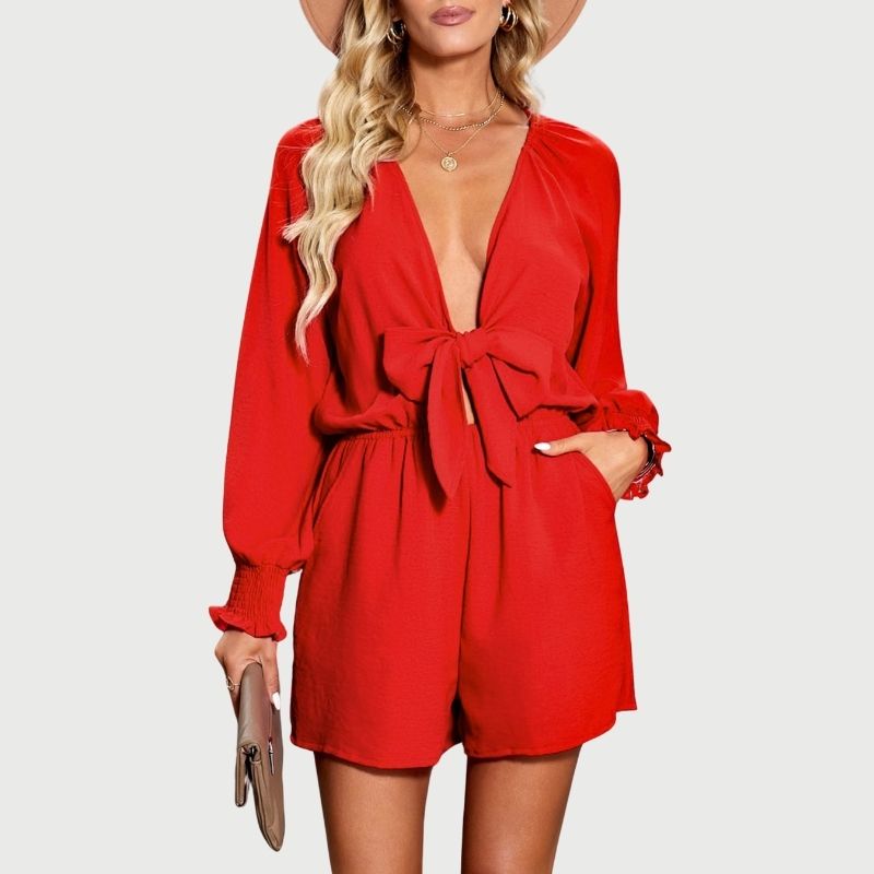 Women's Knot-Front V-Neck Jumpsuit