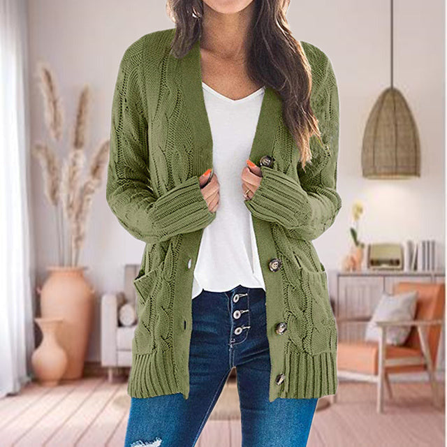 Women's cable knit long cardigan sweater