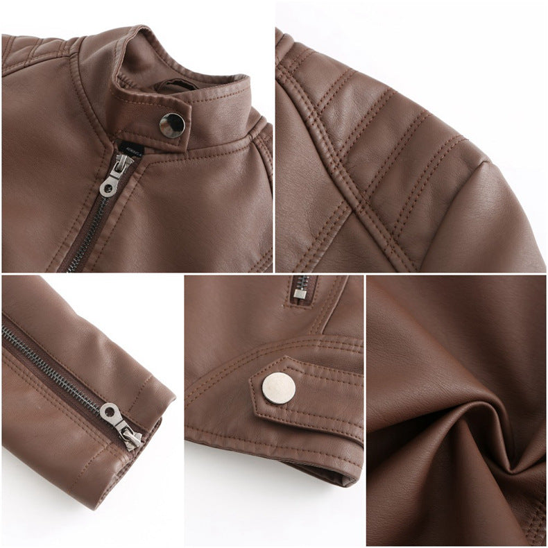 Women's casual leather jacket