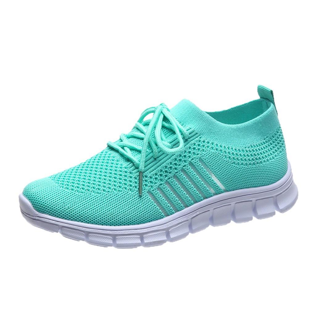 Women's Sneakers - Lightweight Breathable Knit - Slip-On Lace-Up - Cushioned Sole