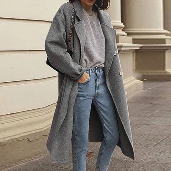 Versatile long coat for women with button