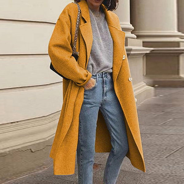 Versatile long coat for women with button