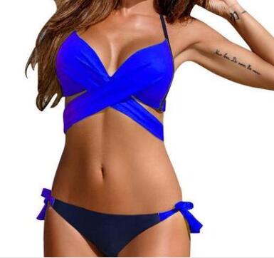 Women's Bikini - Halter Neck Cross-Front Top - Tie-Side Hipster Bottoms - Adjustable Fit