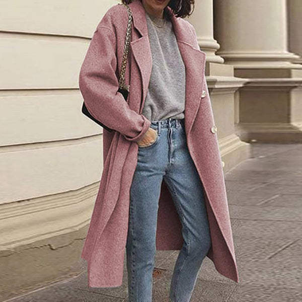 Versatile long coat for women with button