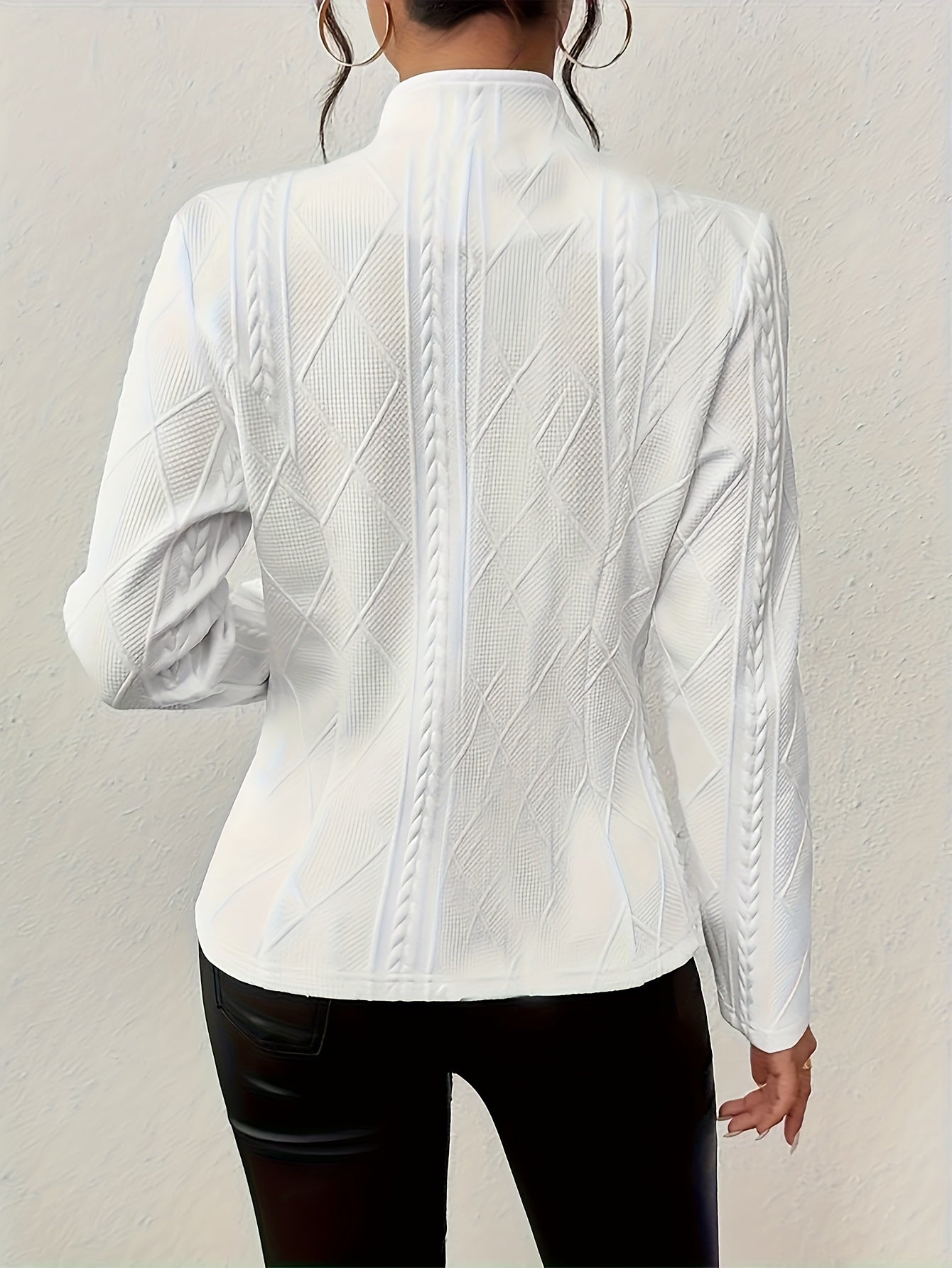 Geometric button-up long-sleeve blazer jacket for women